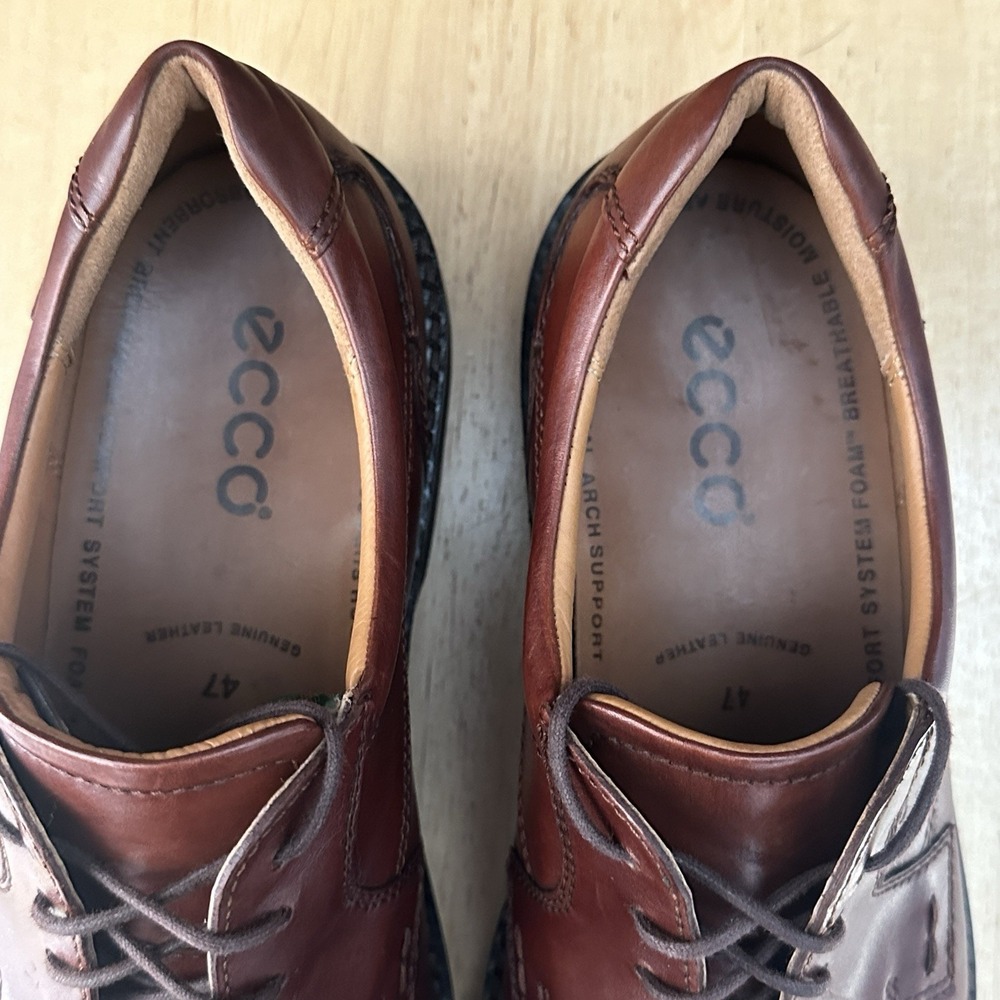 ECCO Oxford Shoes Men's Size 13/13.5 US 47 EU Leather Brown Lace Up Dress Office - Picture 5 of 10